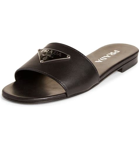 prada triangle logo slides|Prada ladies sandals.